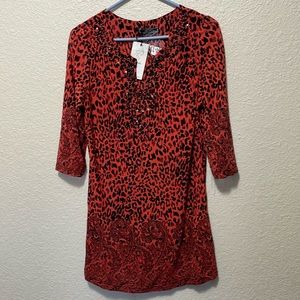 Zashi Women's Red And Black Lightweight Tunic. NWT. Size S.